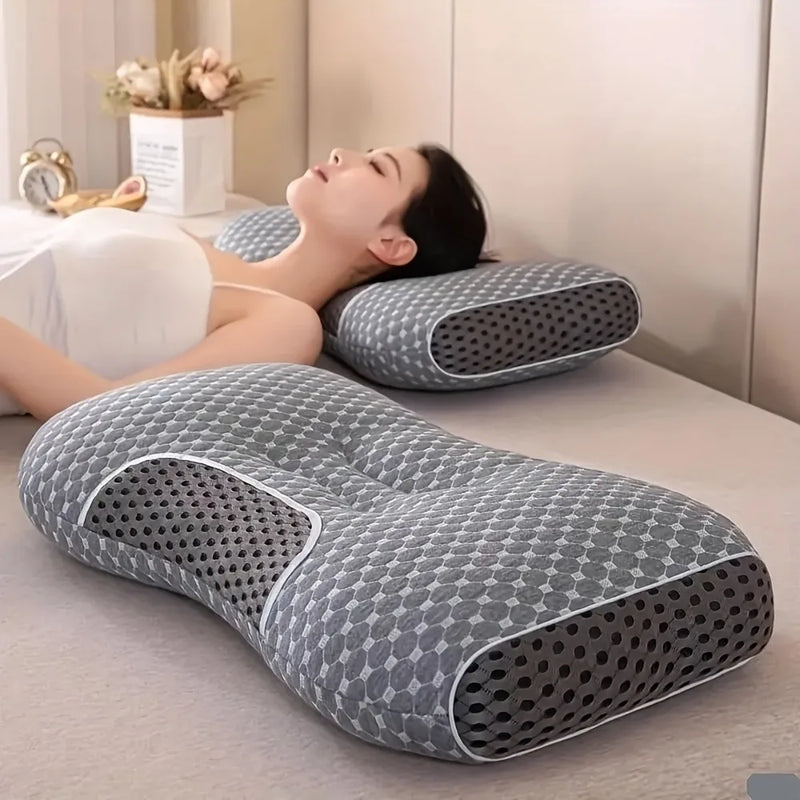 🛏️ Danoz PillowSmart | 2-Pack Massage Neck Pillows | Ergonomic Orthopedic Contour | Adjustable | Removable Zippered Cover | Machine Washable | Dark Grey ✨