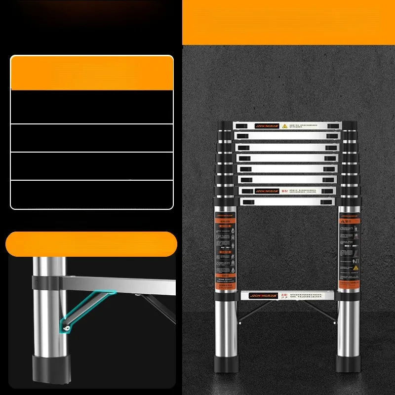 Danoz DIYSmart - Lifting Telescopic Straight Ladder Stainless Steel, Thickened Multifunctional Safety Ladder Household and Trade Use