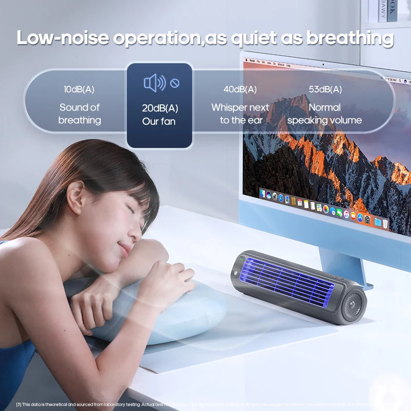 Danoz Air - Portable Air Conditioner Fan 2000mAh Quiet Desktop Tower Fan Wall Non-drilling Circulating Fan 3 Speeds Adjustable