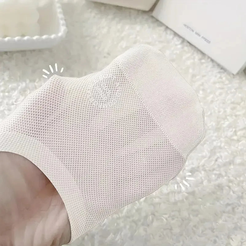 Danoz SockSmart - 4 or 10 Pairs Women Breathable Mesh Invisible Socks Spring Summer Thin Soft Comfortable Silicone Anti Slip Cotton Casual Socks