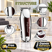 Hair clipper with labeled parts on a white background
