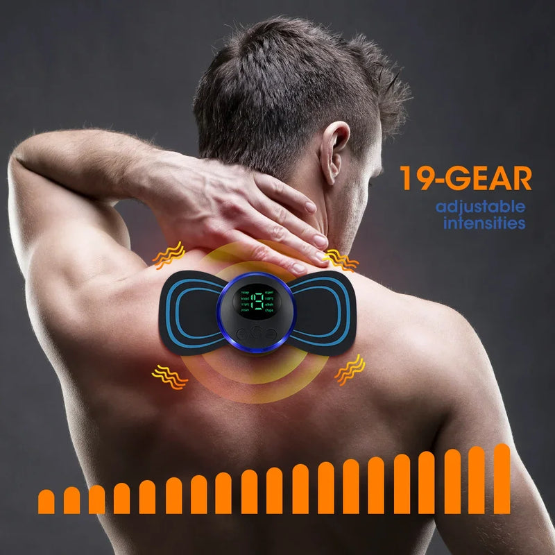 Danoz MassageSmart - USB Rechargeable Electric Neck Massager EMS Muscle Massage Stimulator Low Frequency Back Cervical Calf Patches Pain Joints Mini Device