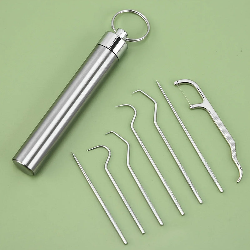 🦷 Danoz DentalSmart | 3-Pack Stainless Steel Reusable Toothpick Set | Tartar Removal | Tooth Flossing Tool | Portable Teeth Cleaner | Eco-Friendly Oral Care Bundle ✨😄
