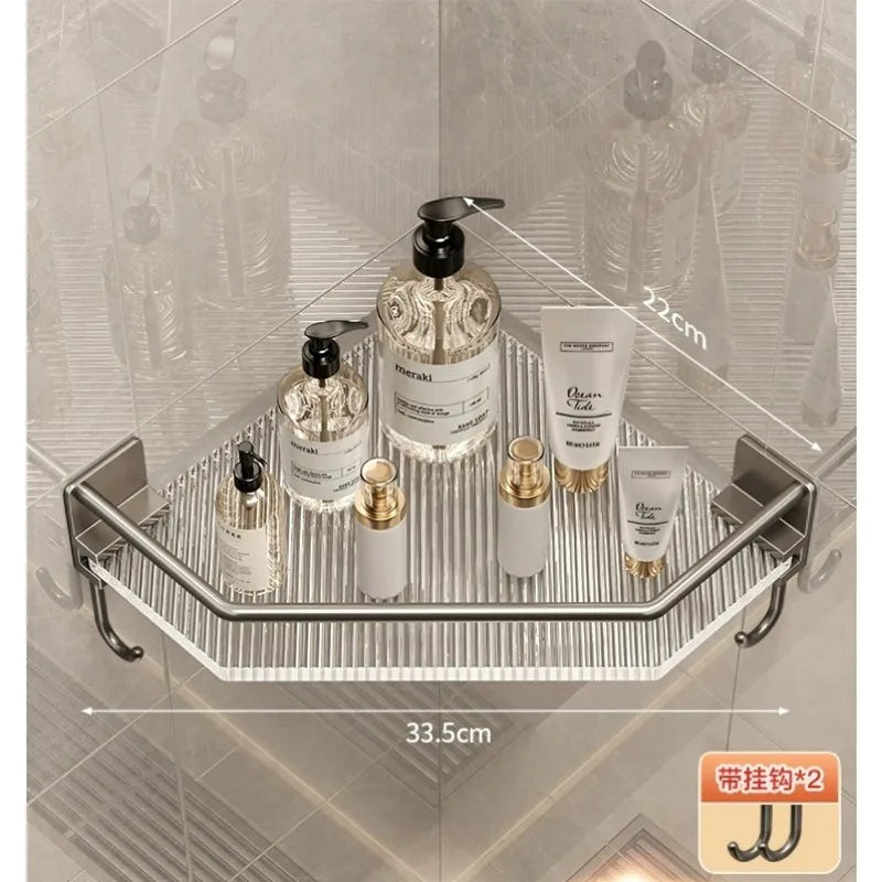 🚿 Danoz ShowerSmart | No-Drill Acrylic Corner Bathroom Shelf | Wall Mount | Triangle Storage Rack | Rustproof | Shampoo & Caddy Organiser | 2 Variants