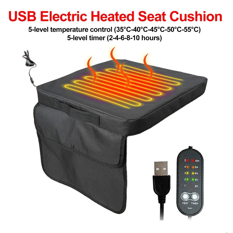 Danoz HeatingSmart - HotSeat - USB Electric Heating Seat Cushion Office Outdoor Car Chair  5-Speed Timer emperature Adjustment Electric Heating Pet Cushion