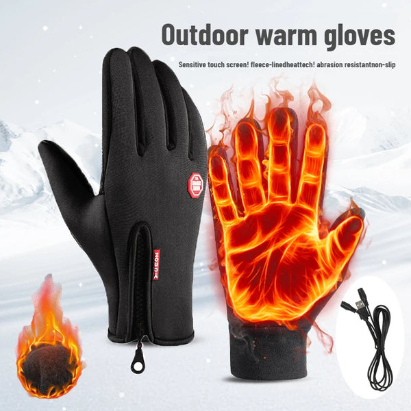 Danoz WinterSmart - Polyester USB Heated Gloves Waterproof Reusable Rechargeable Gloves Non-Slip Adjustable Touchscreen Gloves& Mittens for Winter