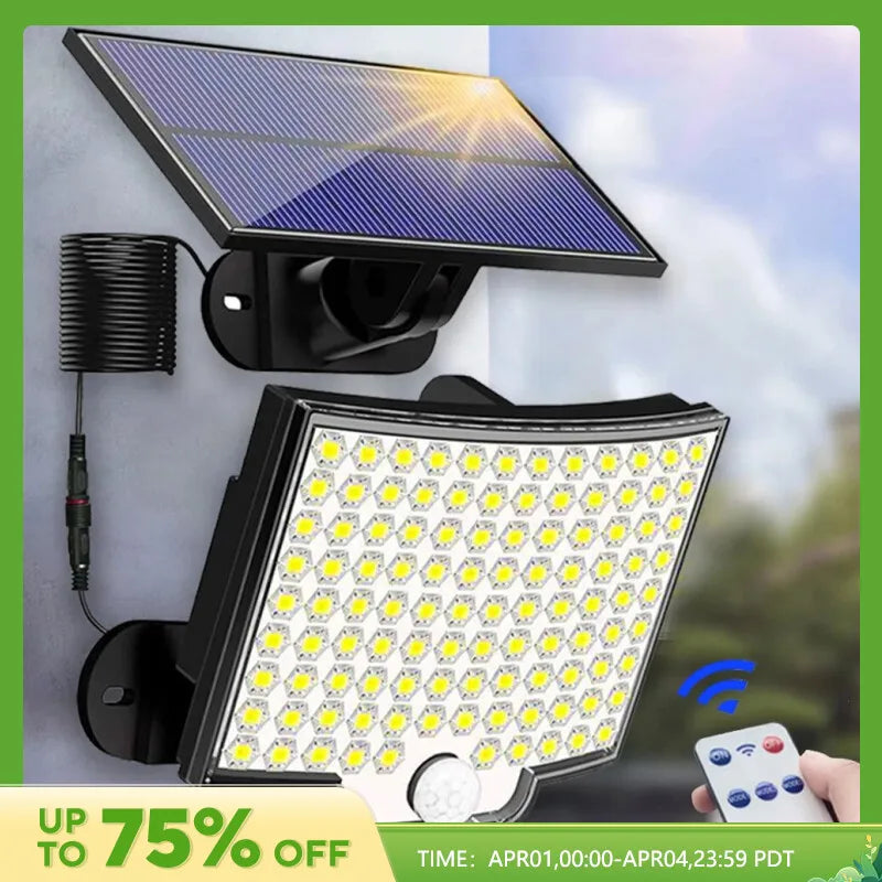 Illuminate your outdoor space with Danoz Direct's 106LED Solar Light! With motion sensor technology and Remote control