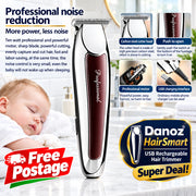 Hair trimmer with features highlighted and a baby sleeping in the background