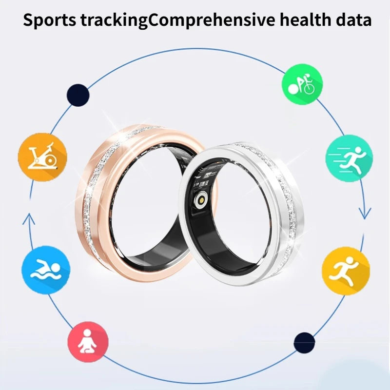 Danoz SmartRings - Diamond Smart Ring Heart Rate Monitor Waterproof Bluetooth Sleep Tracking Fitness Ring