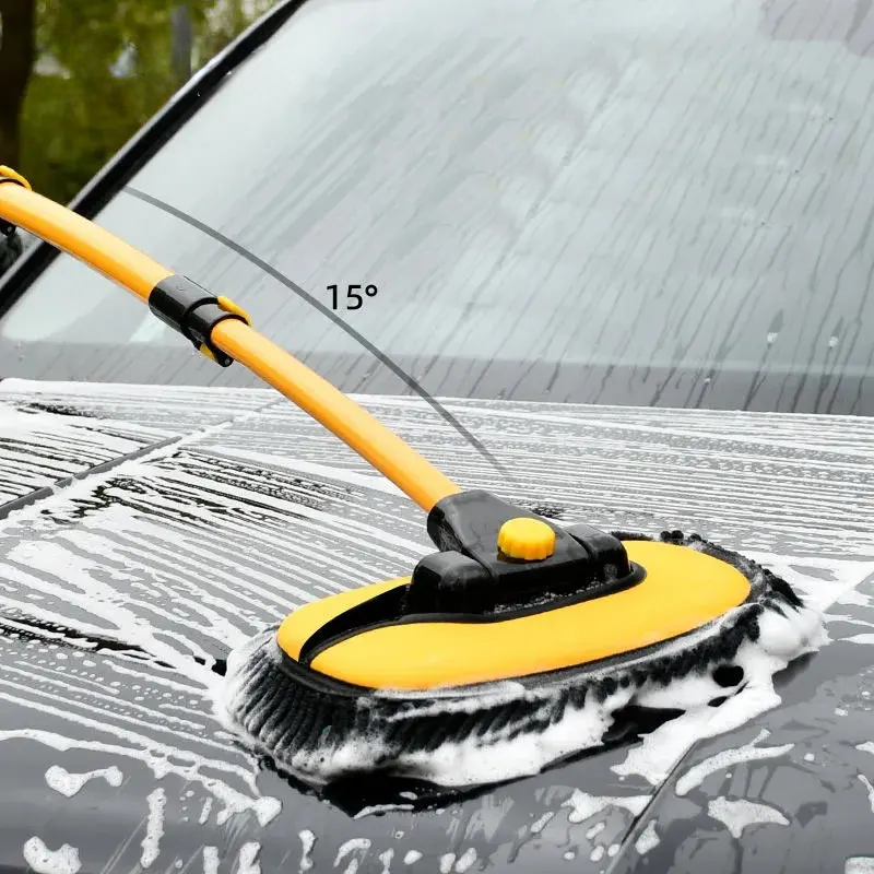 Efficiently clean your car with Danoz Direct's telescoping car wash mop. With a long handle and a retractable bent bar