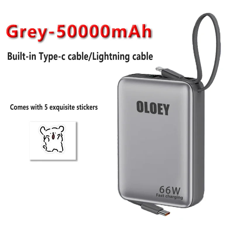⚡ Danoz PowerSmart | OLOEY 65W Power Bank | Built-In Cables | LCD Display | 3-Device Charging | 6 Safety Protections | Airline Approved | 10K–100K mAh