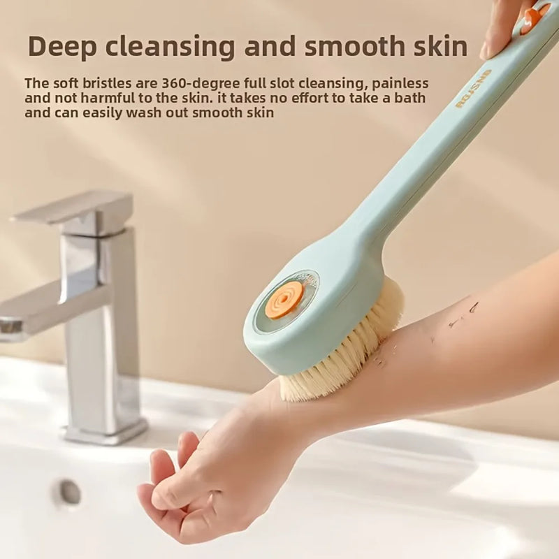 🚿 Danoz ShowerSmart | Liquid-Filled Long Handle Bath Brush | Soft Bristles | Back Scrubber | All Skin Types | Yellow / Blue / White | Buy 1 Get 1!