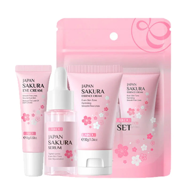 Danoz BeautySmart - Buy 1 Get 1 Free! 3pc set LAIKOU Vitamin C 24K Golden Sakura Skin Care Sets Face Cream Serum Eye Cream Moisturizing Anti Wrinkles.