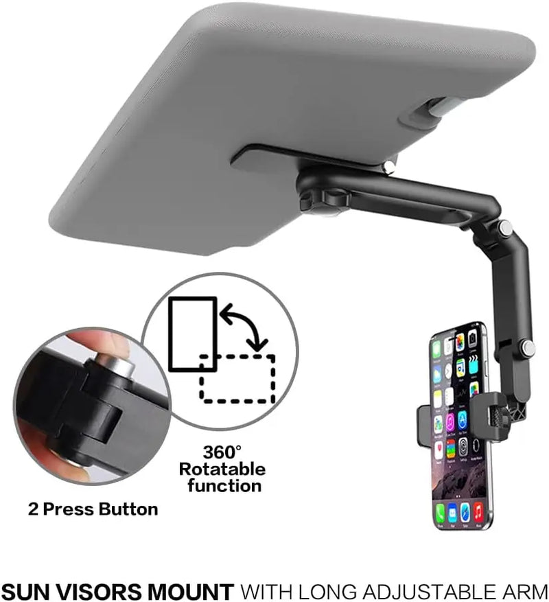 Danoz CarSmart – Clip It, Spin It, Navigate Like a Boss! 360° Rotating Sun Visor & Rearview Mirror Phone Holder for iPhone & Android – Buy 1 Get 1 More! 🚗📱