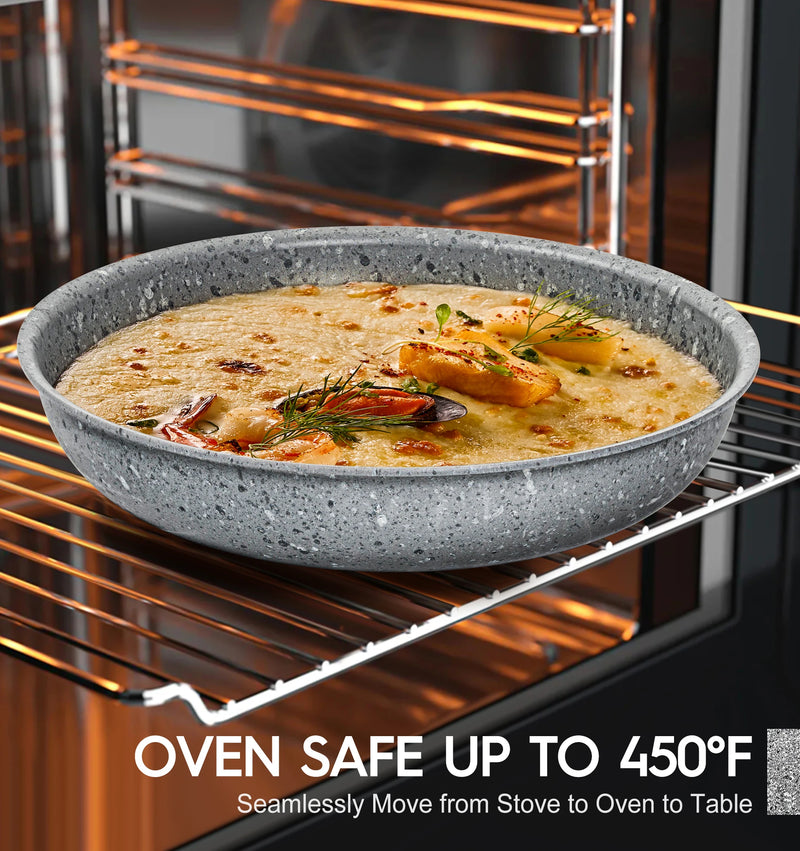 Danoz Cookware - DuraStone Nonstick Frying Pan Set, 8" 9.5" and 11" Fry Pans with Removable Handle, Ultra Non Stick Granite Coating Skillet - Free Postage