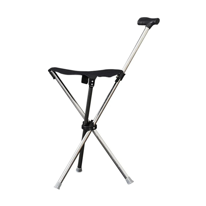 🦴 Danoz AidSmart | Adjustable Walking Cane Seat | Portable Folding Stool | Non-Slip T-Handle | Carbon Steel | Rubber Tip | Lightweight Outdoor Walking Stick | Black ✨