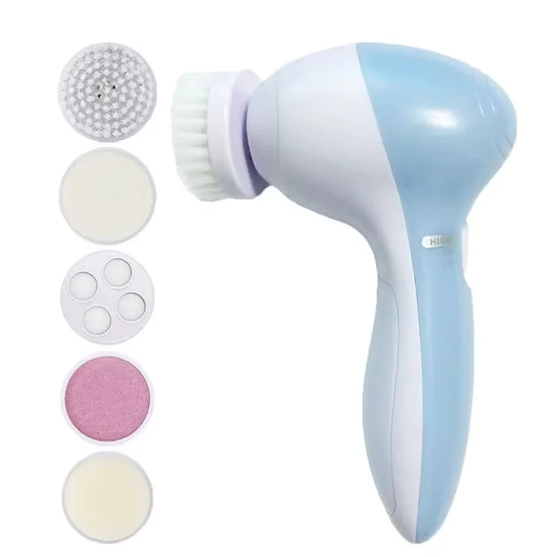 ✨ Danoz BeautySmart | 5-in-1 Electric Facial Cleansing Brush | Vibration Massage | Blackhead Removal | Spa Skin Care | CE Certified | Pink & Blue 💎