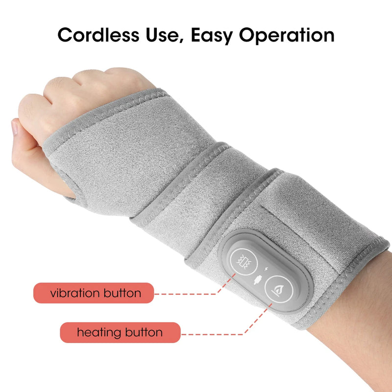 Danoz MassageSmart - USB Rechargeable, Infrared Heating Wrap Wrist Massager Pad Wristband Bandage with 660 & 850nm Light 3 Levels Vibration Joint Relax