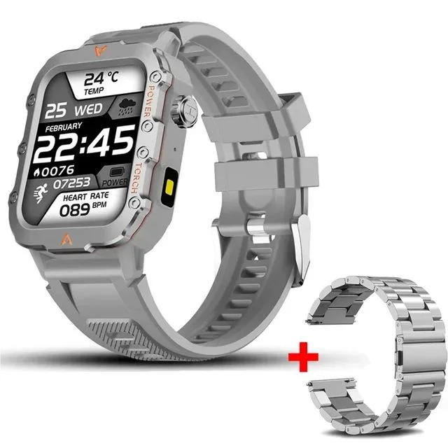 ⌚ Danoz TechSmart | Ola Esporte Military Outdoor Smart Watch | 1.73" HD | LED Flashlight | Bluetooth Calling | Heart Rate SpO2 | Life Waterproof ✨