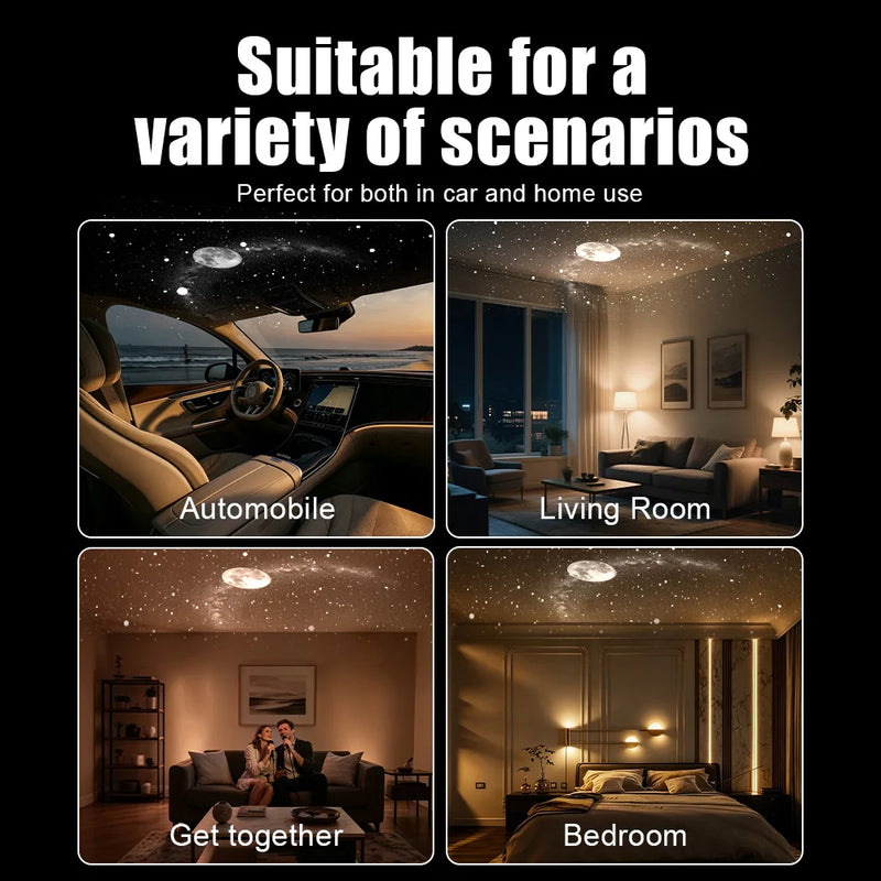 ✨ Danoz LightSmart | USB Starry Sky Galaxy Projector | Car & Home Atmosphere Light | Bedroom Night Light | Romantic Ambient Lamp | 3–24 Star Slices
