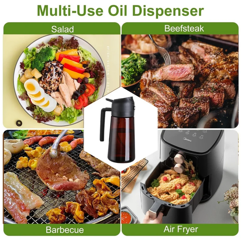 Danoz Cooking - 2-in-1 Glass Oil Dispenser & Sprayer - 16oz/470ml Leakproof Olive Oil Sprayer Bottle for Cooking, Air Fryer, BBQ, Baking, Salad - Buy 1 Get 1 Free!