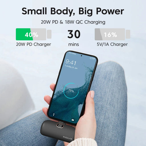 Stay charged On-the-Go with Danoz Direct - KUULAA Mini Power Bank - For iPhone 12,13,14, Samsung -