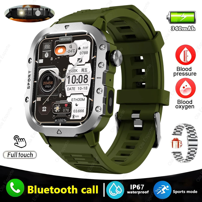 ⌚ Danoz TechSmart | Ola Esporte Military GPS Smart Watch | 2.01” HD | Bluetooth Calling | Heart Rate SpO2 ECG | 3ATM | 50-Day Standby | Multi-Sport ✨