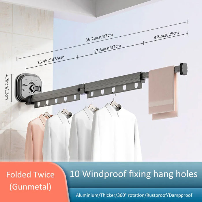 Danoz Cleaning - 1 Pc No Drilling Wall Mounted Clothes Hanger Retractable Wall Mounted Laundry Drying Rack