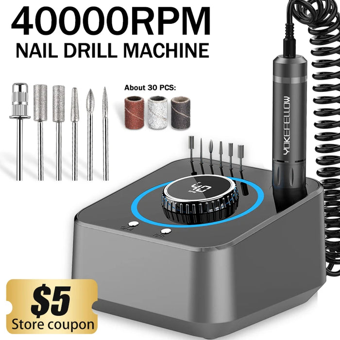 Danoz Beauty - 40000RPM Electric Nail Drill Professional Manicure Machine With Brushless Motor Nails Sander Set Nail Salon Polisher Equipment