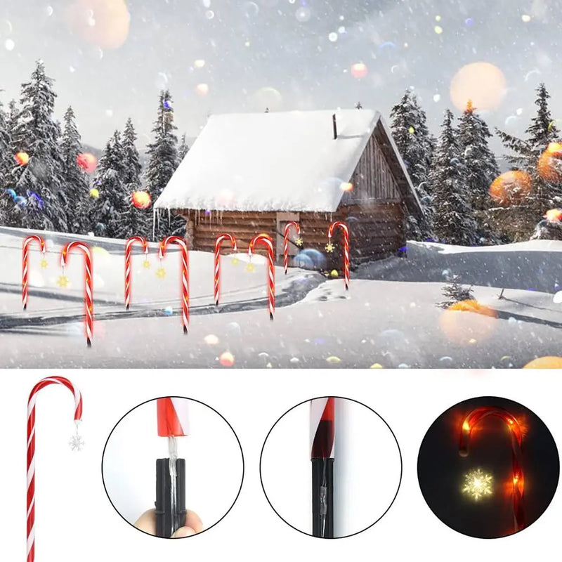 Transform your garden into a festive wonderland with Danoz charming 8-piece solar-powered cane light set
