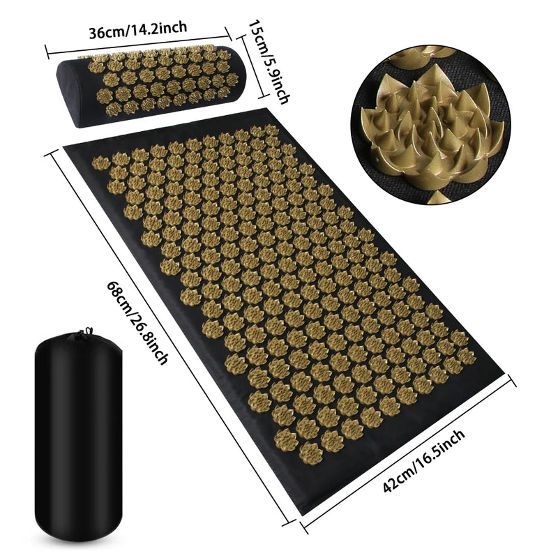 🧘 Danoz MassageSmart | Acupressure Mat & Pillow Set | Relieve Back Pain, Stress & Tension | Kuznetsov Spike Mat | Yoga & Pilates