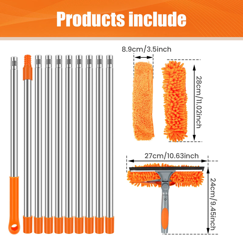 Danoz CleanSmart - Extended to 4.2M Window Cleaning Kit 2 in 1 Double Sided Glass Squeegee Cleaner