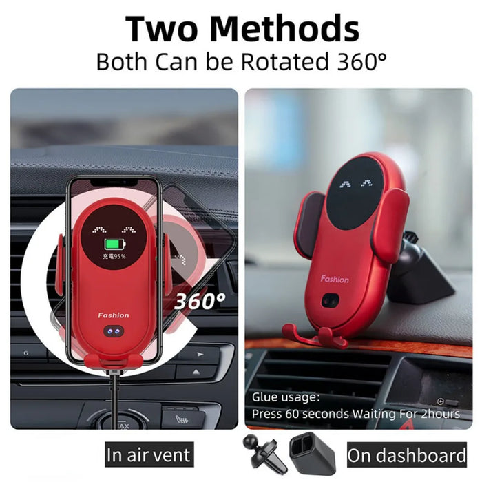 Danoz Smart 📱 50W Car Wireless Charger Auto Mount Phone Holder For iPhone 15 14 13 Pro Max Samsung Xiaomi Huawei