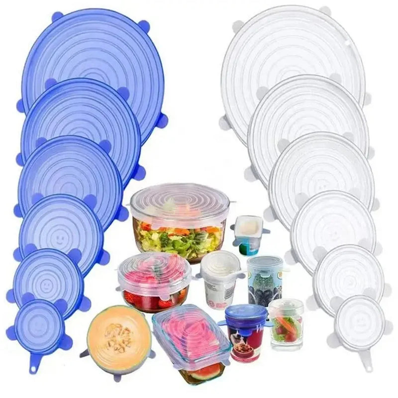 🍱 Danoz KitchenSmart | 6-Piece Food Grade Silicone Stretch Lids | Airtight Reusable Food Covers | Universal Fit | Fridge, Freezer & Microwave Safe | Eco-Friendly | Buy 1 Get 1 More! ✨👌