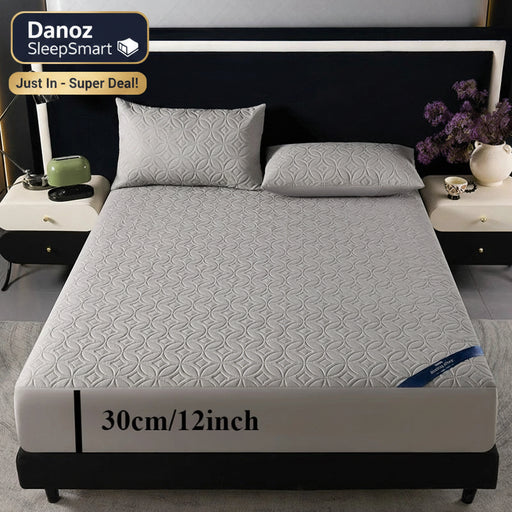 Mattress with a textured surface on a bed in a bedroom setting