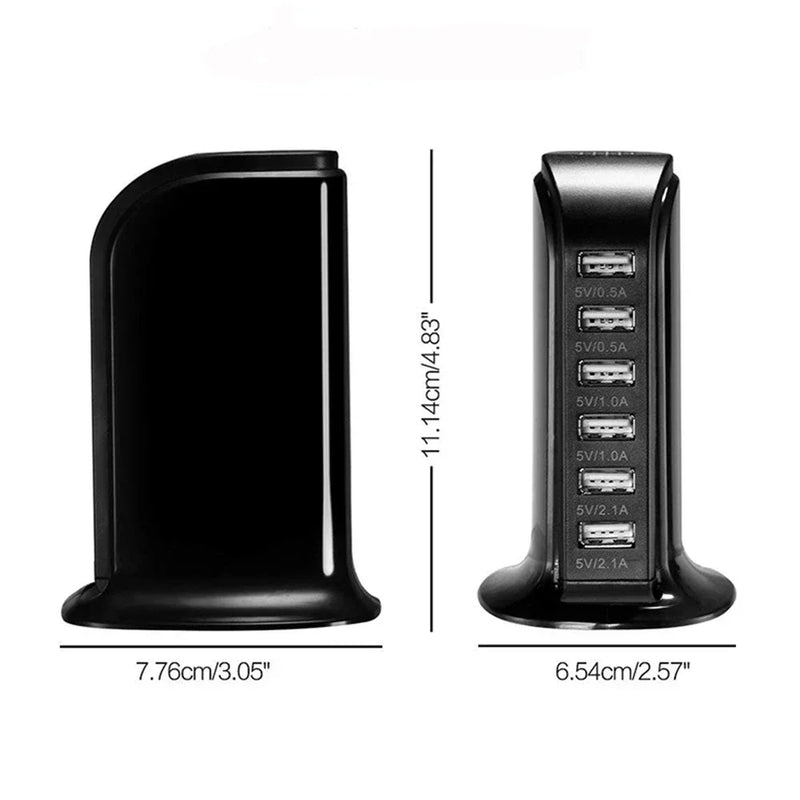 Danoz ChargeSmart - 30W Fast Multi 6 USB Port Hub Charger Desktop Quick Charging Dock Station Home Multiple Travel Adapter Wall Socket