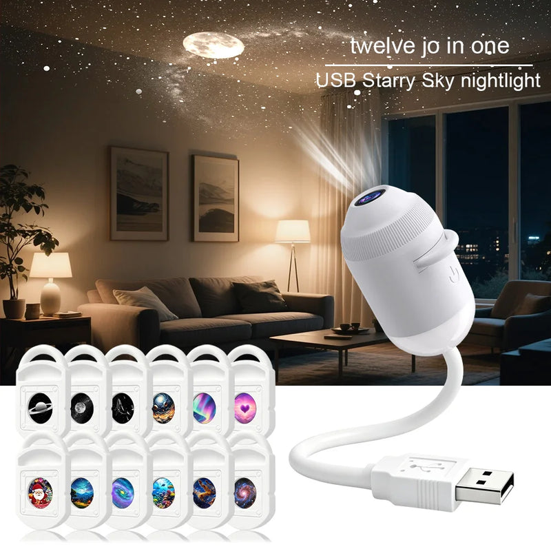✨ Danoz LightSmart | USB Starry Sky Galaxy Projector | Car & Home Atmosphere Light | Bedroom Night Light | Romantic Ambient Lamp | 3–24 Star Slices