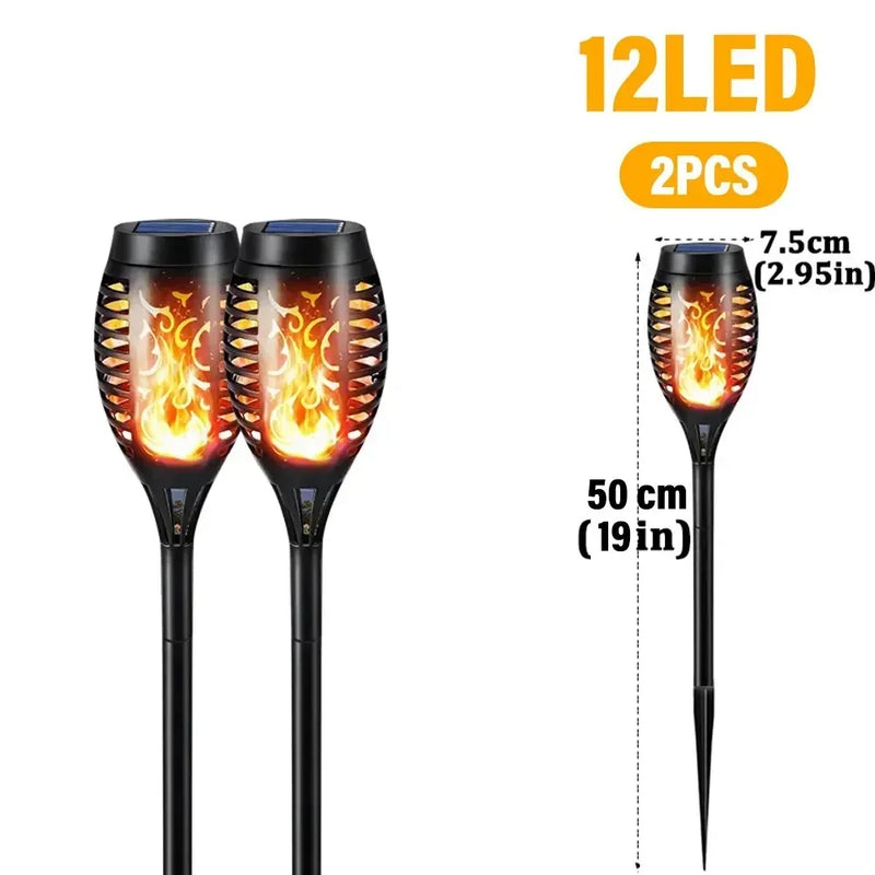 🔥 Danoz LightSmart | Solar Flickering Flame Torch Garden Light | 12 / 33 / 96 LED | IP65 Waterproof | Auto Dusk-to-Dawn | 2-4 Pack