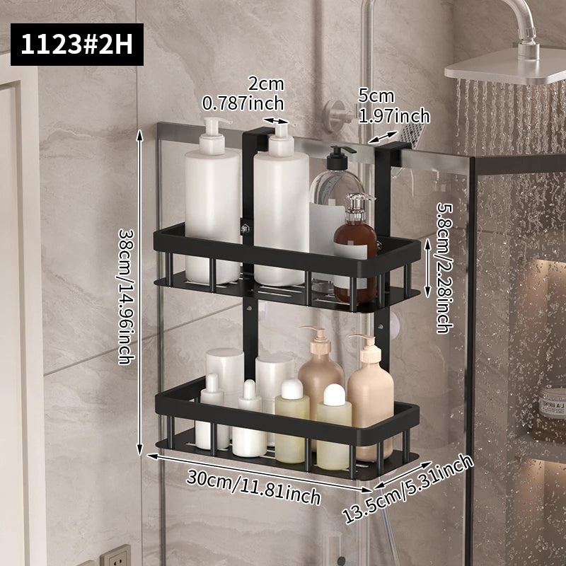 Danoz Bathrooms -  Maximize your bathroom space with this versatile shower wall-mounted storage rack. Featuring 2/3 convenient layers, it's perfect for organizing shower gels, toiletries, and bathroom essentials