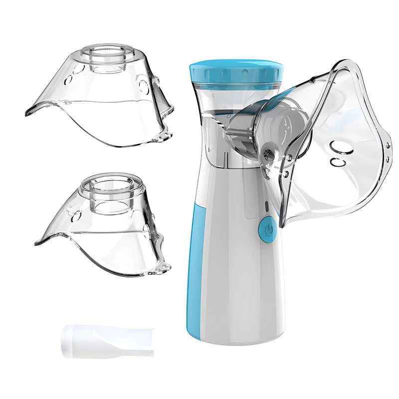 🤫 Danoz BreathSmart | ALIWUZN Mini Portable Mesh Nebulizer | Silent Atomizer | 3 Levels | Adult & Child Masks | Asthma & Respiratory Care | Blue, White or 2-Mask Bundle