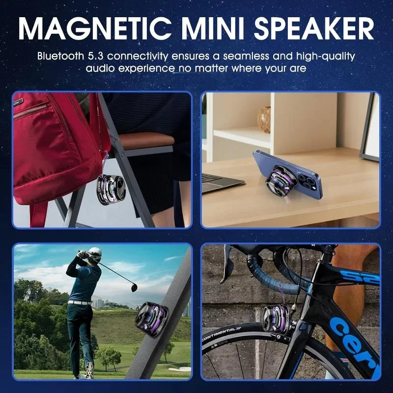 Danoz Smart - Outdoor Magnetic Bluetooth Speaker Wireless Portable Mini Travel Stereo Speaker with RGB Color Light and Phone Holder - Buy 1 Get 1 Free!