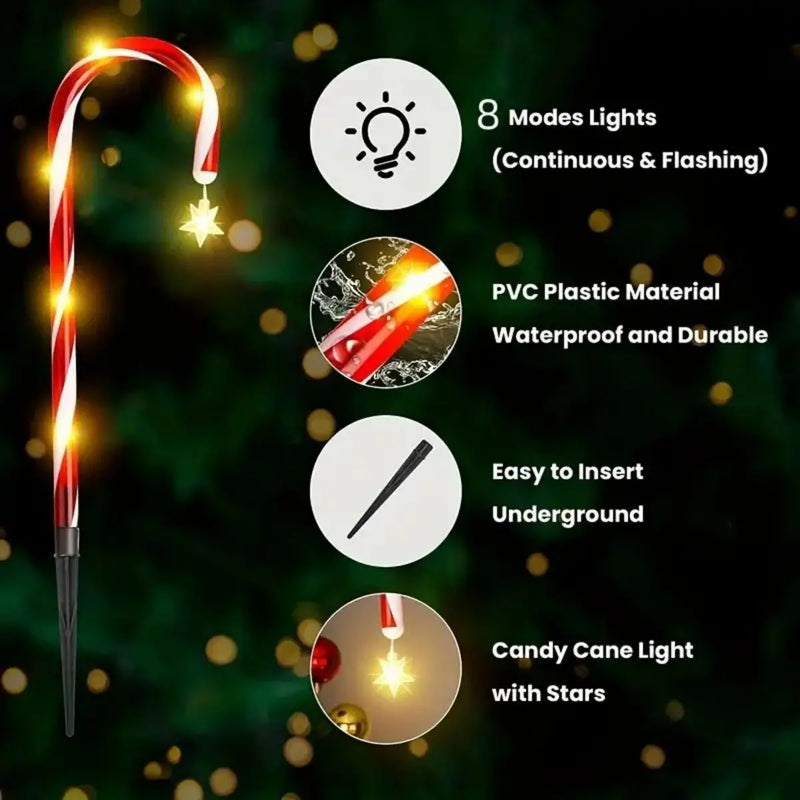 Transform your garden into a festive wonderland with Danoz charming 8-piece solar-powered cane light set