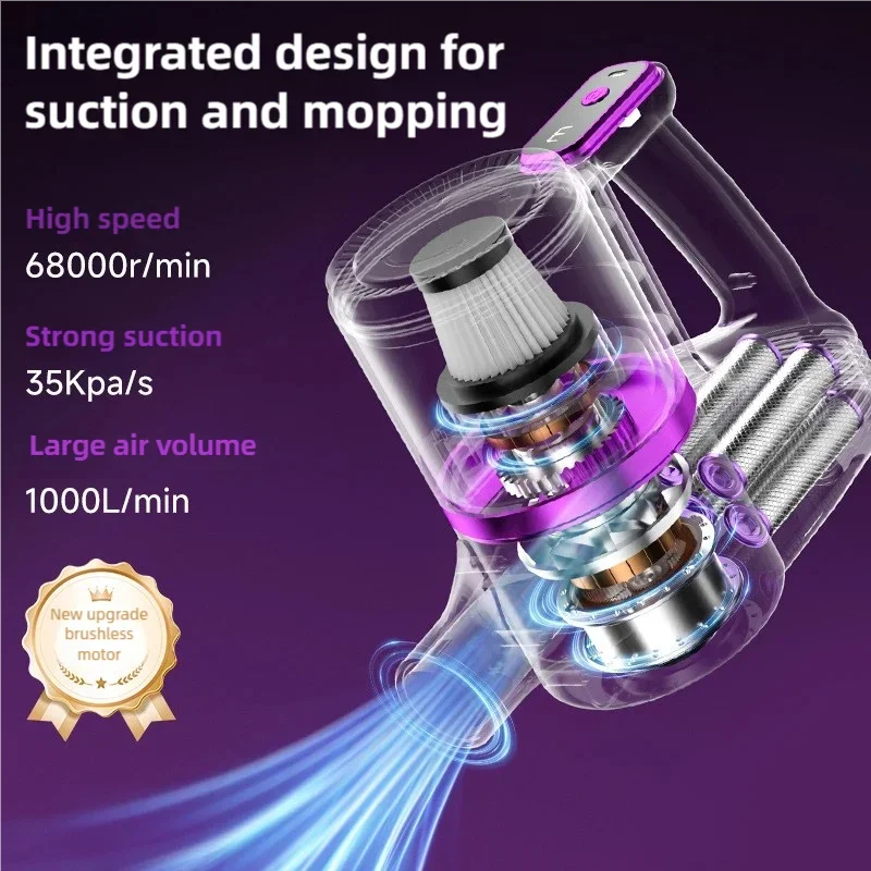🧹 Danoz CleanSmart | TINSOL 35000Pa Wireless Vacuum & Mop | 150W | 3-Gear Suction | Mite Removal | Type-C Rechargeable