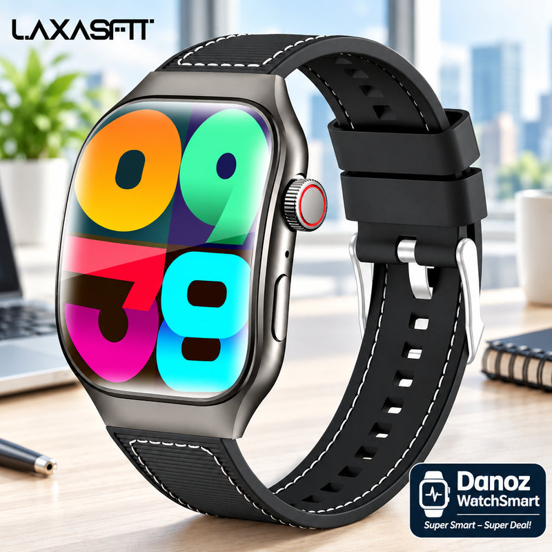 ⌚ Danoz WatchSmart | LAXASFIT H7 Smartwatch | 2.01” HD Curved Screen | Bluetooth Calling | Heart Rate & Health Monitor | Wireless Charging | Men & Women ✨