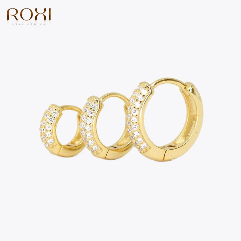 Danoz JewelrySmart, ROXI Half Side Zircon Crystals Hoop Earrings for Women Girls 925 Sterling Silver Jewelry Huggie Earrings Pendientes Plata 925