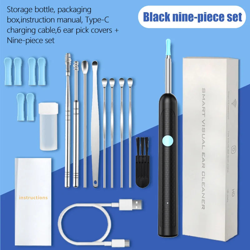 👂 Danoz EarcareSmart | Visual Ear Wax Cleaner | 5MP Camera Endoscope | Safe Earwax Removal | LED Light | White & Black | Standard & 9-Piece Sets
