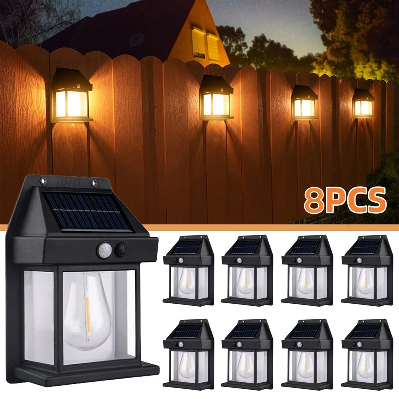 Danoz Direct - Solar Wall Lights Outdoor Tungsten Waterproof Wireless Motion Sensor Security Lamps Dusk to Dawn Lighting for Garden 1~8PCS