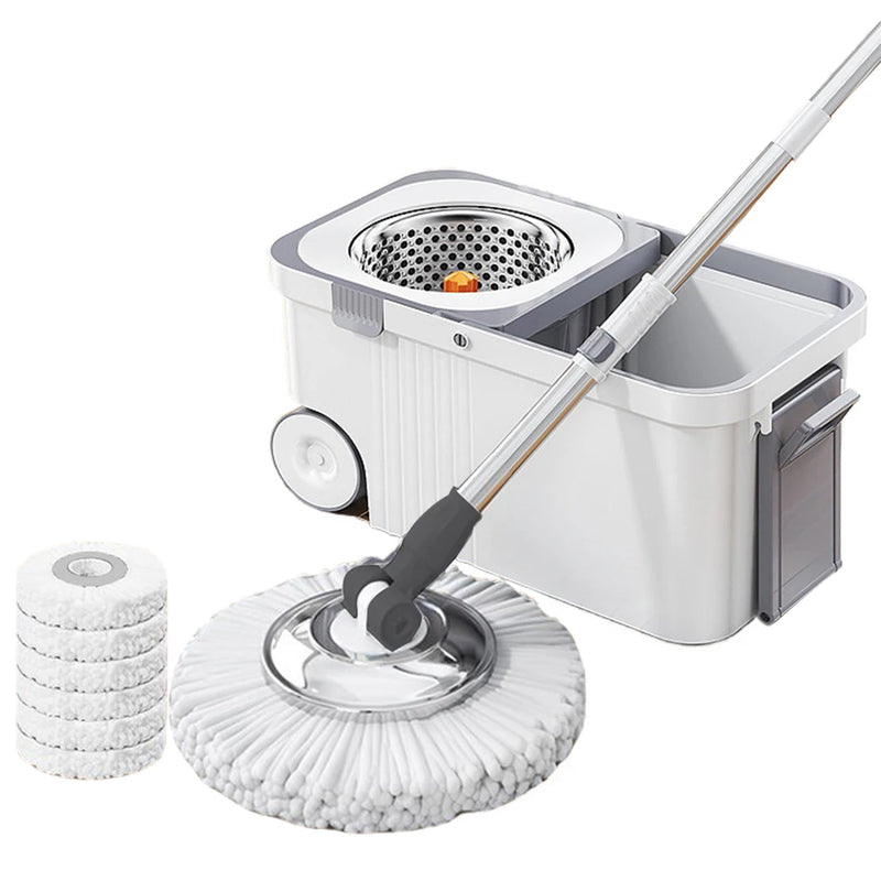 Danoz CleanSmart Spin Mop & Bucket Set 🧹 | 360° Rotating | 6 x free Mop Head Refills | Extended Handle | Hand-Free Wringing