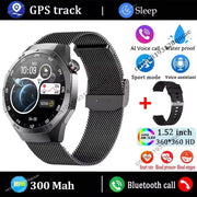 Smartwatch with features highlighted on a black background