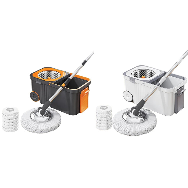 Danoz CleanSmart Spin Mop & Bucket Set 🧹 | 360° Rotating | 6 x free Mop Head Refills | Extended Handle | Hand-Free Wringing